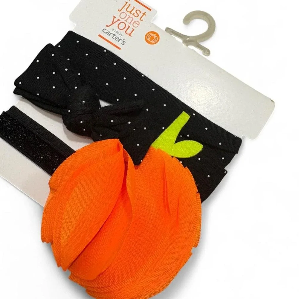 Baby Girl Halloween Headband Duo Spooky Cute Pumpkin Patch Fall Accessories